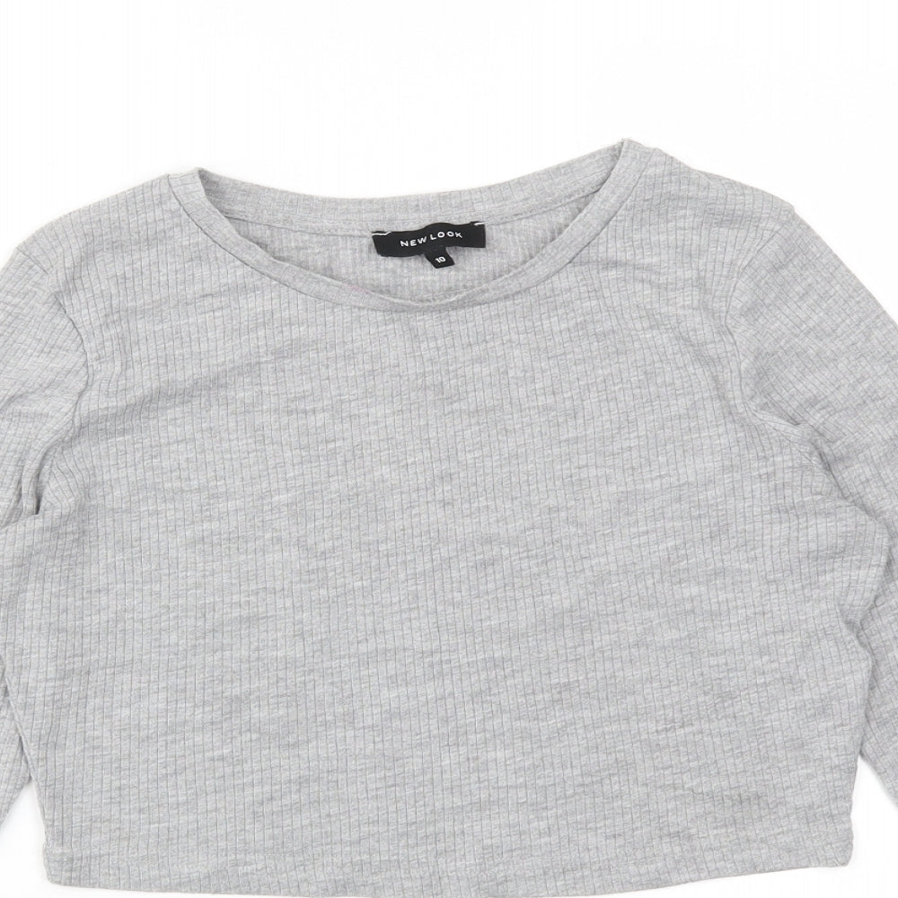 Womens UK Size 10 New Look Grey Basic T-Shirt