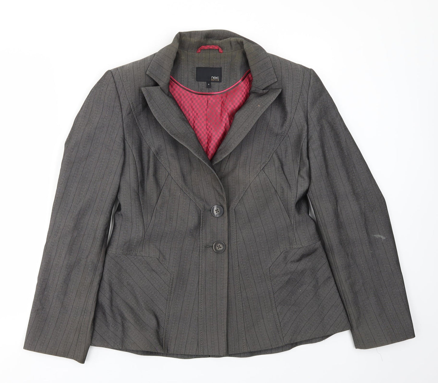 NEXT Womens Grey Striped  Jacket Blazer Size 12