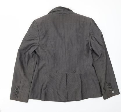 NEXT Womens Grey Striped  Jacket Blazer Size 12