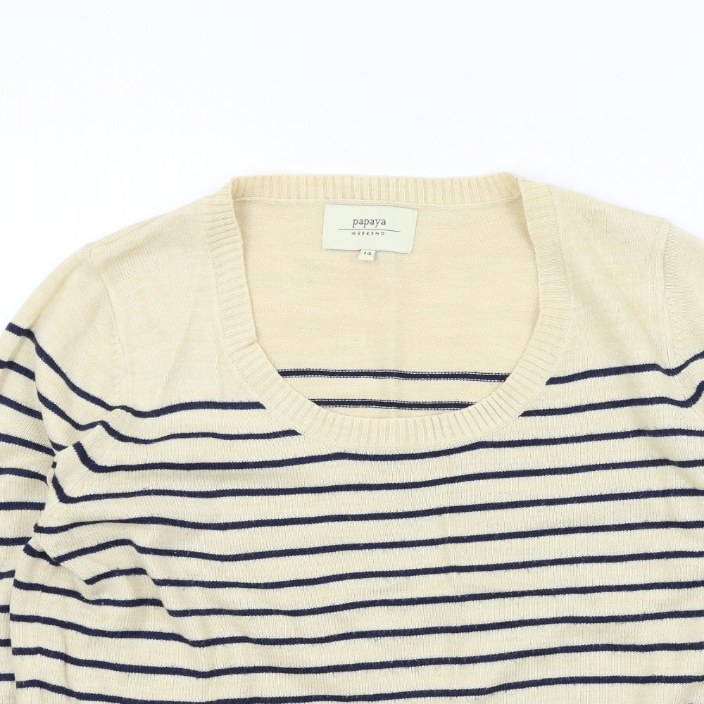 Womens UK Size 14 Papaya Beige Pullover Jumper