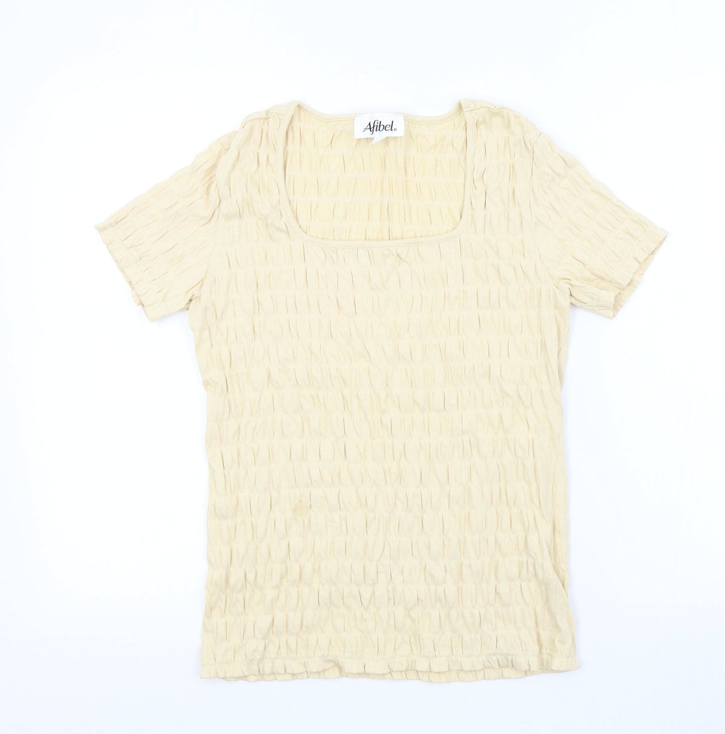 Womens UK Size 10 afibel Beige Basic T-Shirt