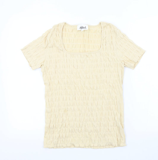 Womens UK Size 10 afibel Beige Basic T-Shirt