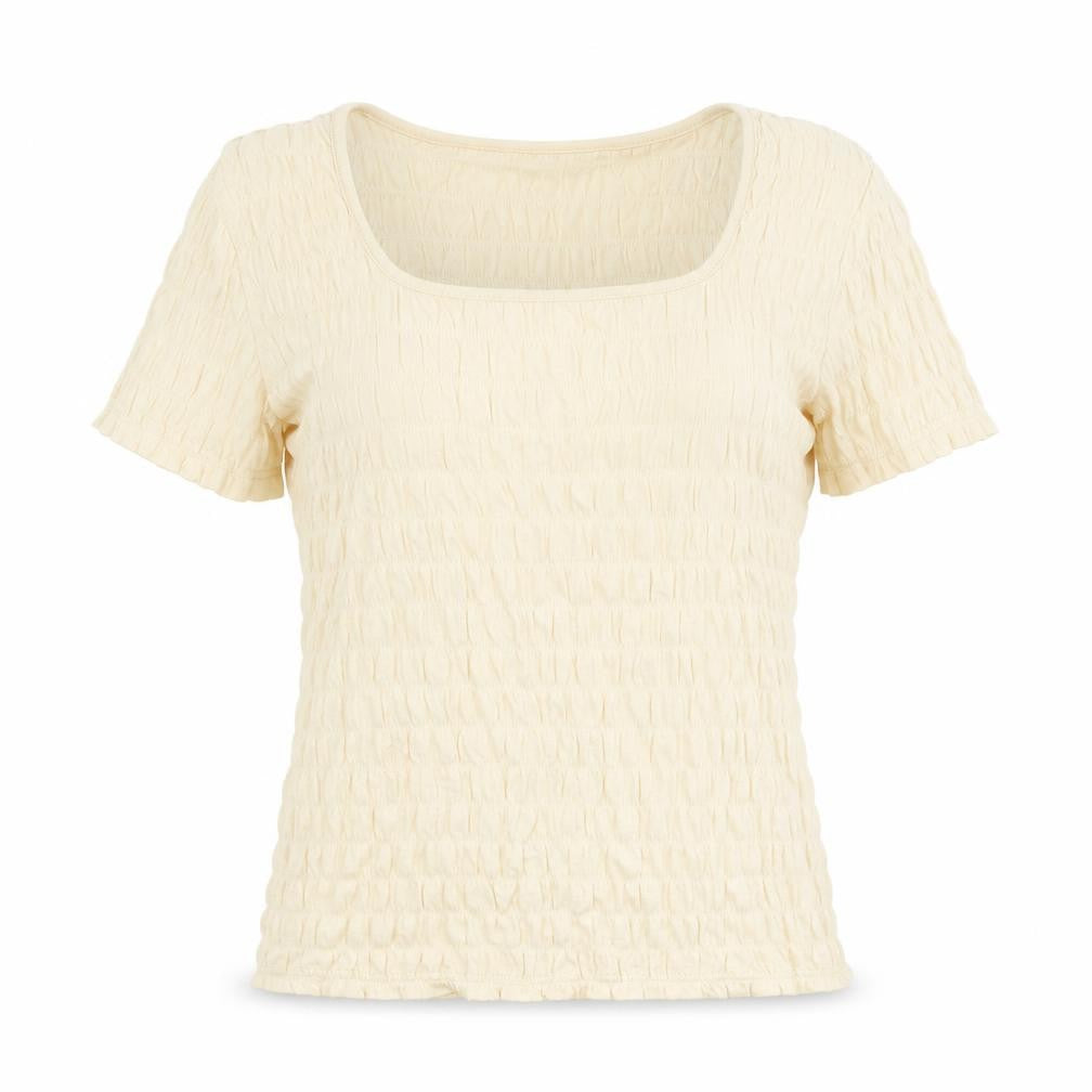 Womens UK Size 10 afibel Beige Basic T-Shirt