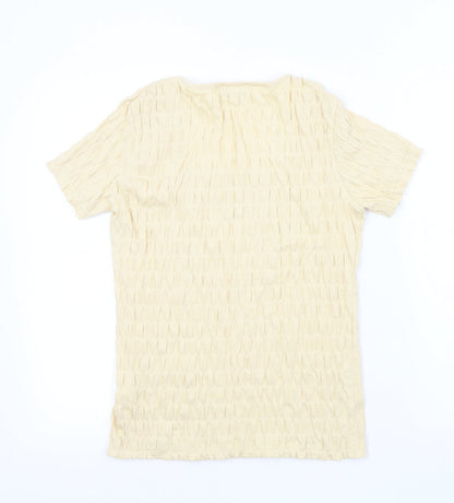 Womens UK Size 10 afibel Beige Basic T-Shirt