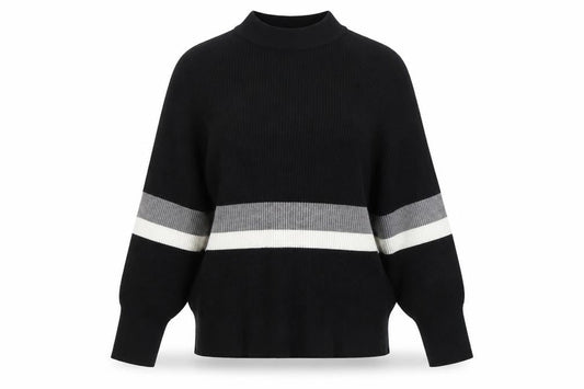 Sweewë Womens Black Striped Pullover Jumper Size M