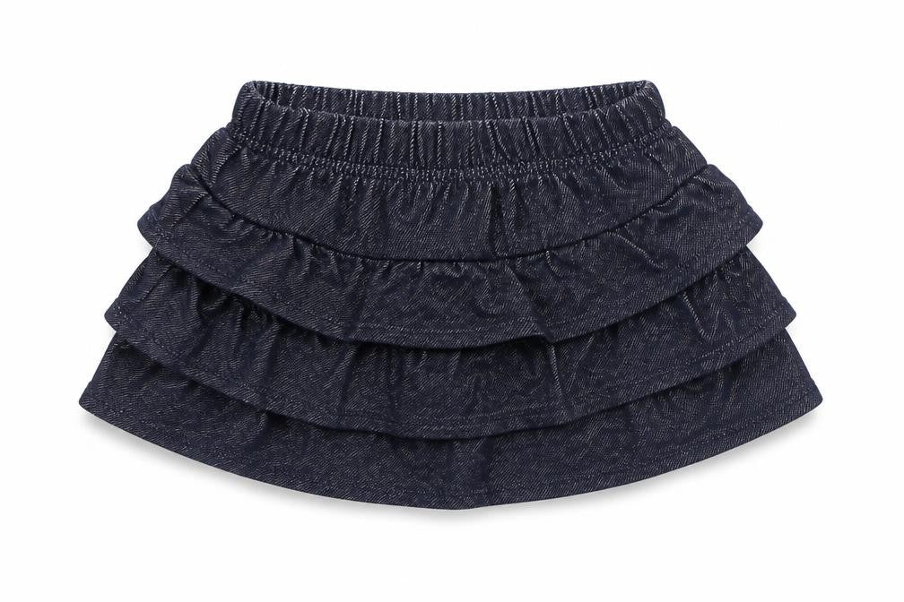Front view of Garnanimals girls’ blue flare skirt, size 12, months