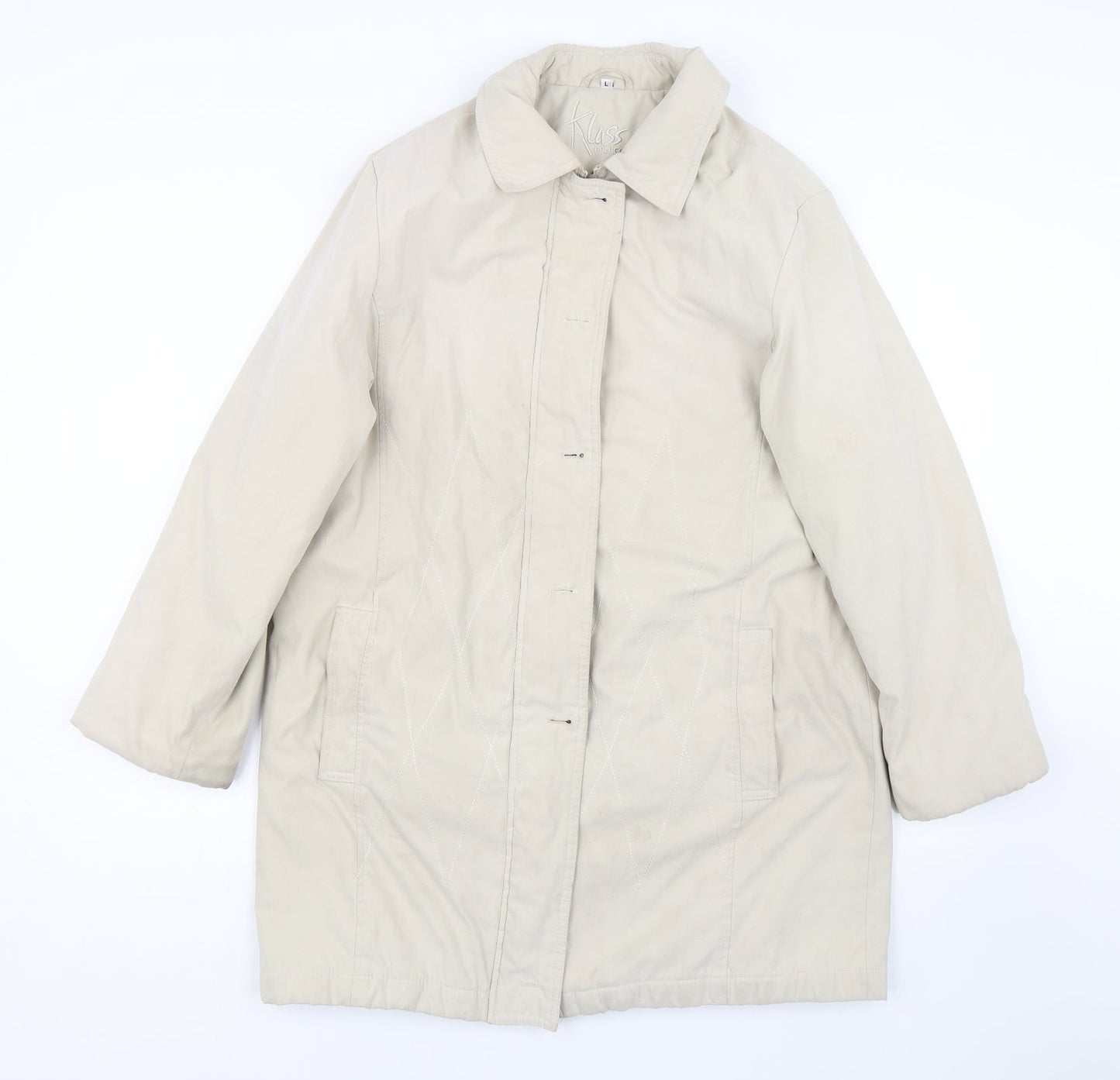Klass Womens Beige   Overcoat Coat Size L