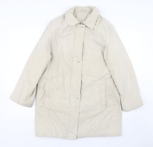 Klass Womens Beige   Overcoat Coat Size L