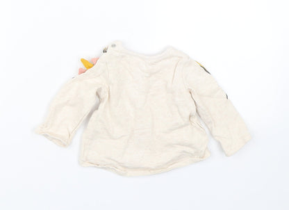 F&F Girls Beige   Basic T-Shirt Size 0-3 Months  - unicorn