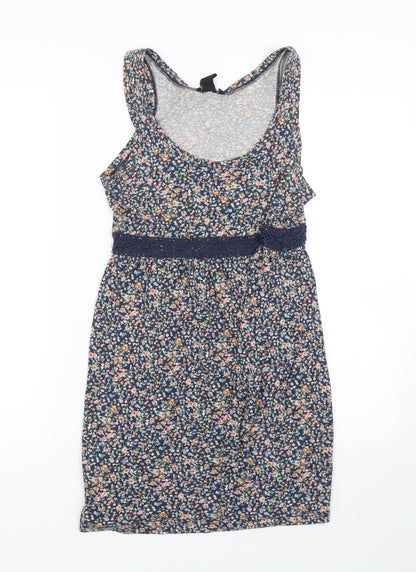 H&M Womens Blue Floral  Tank Dress  Size XS