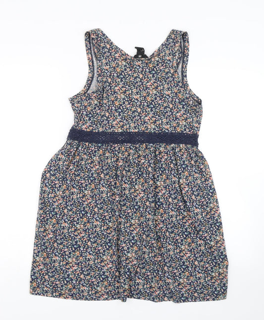 H&M Womens Blue Floral  Tank Dress  Size XS