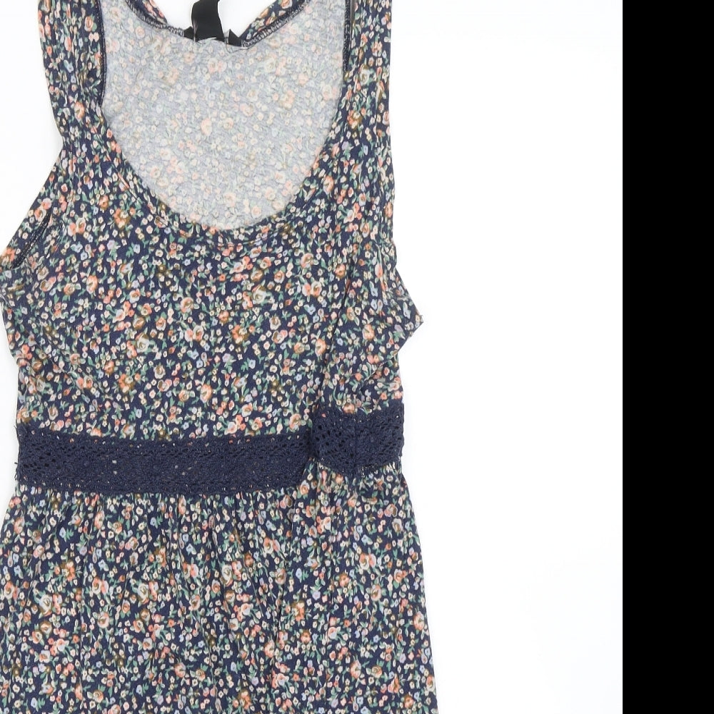 H&M Womens Blue Floral  Tank Dress  Size XS