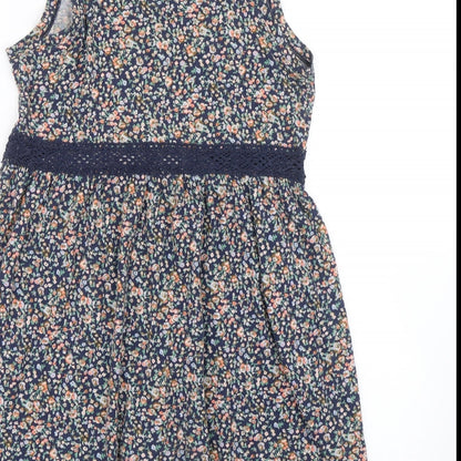 H&M Womens Blue Floral  Tank Dress  Size XS