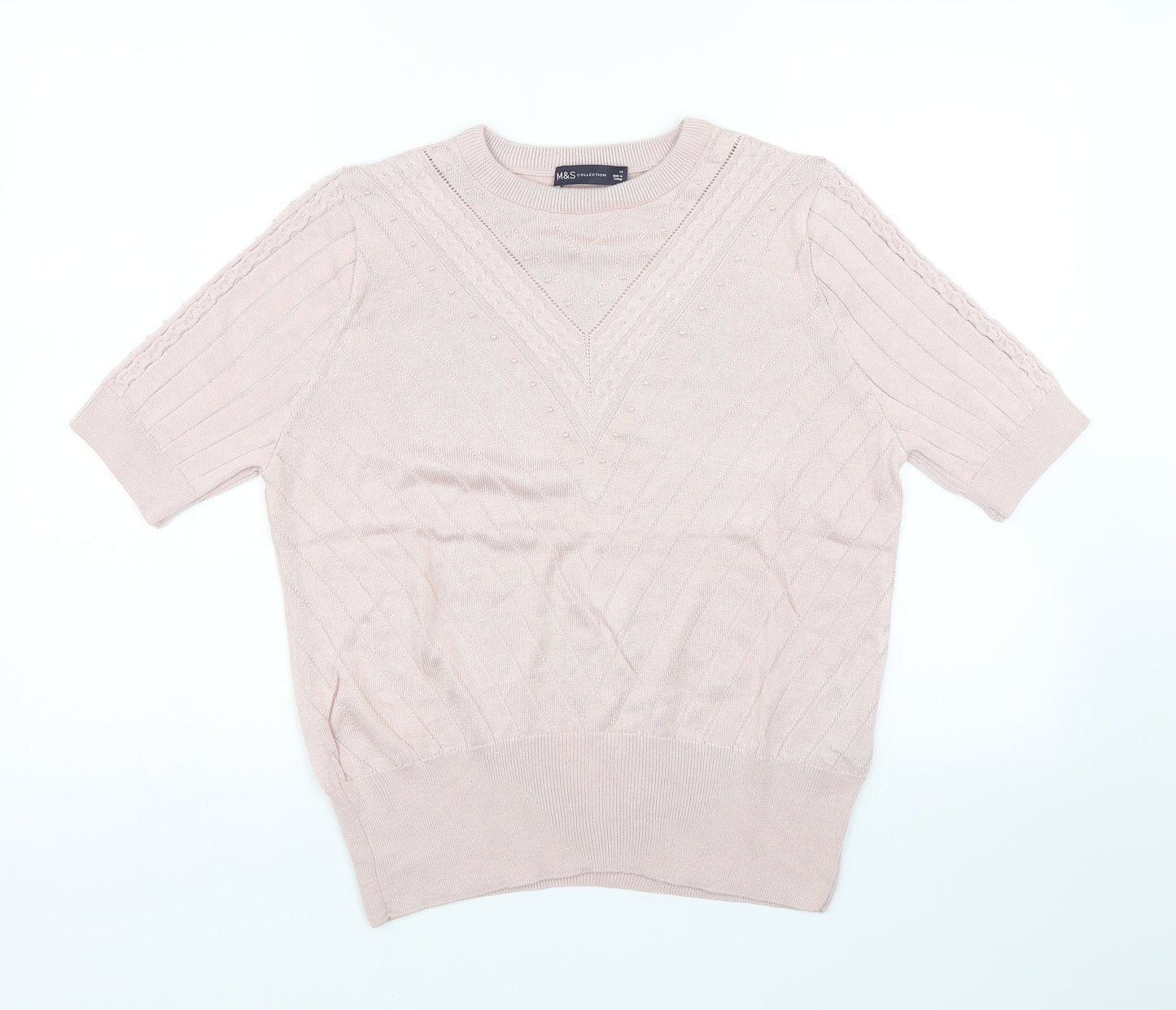Womens UK Size 14 M&S Pink Basic T-Shirt