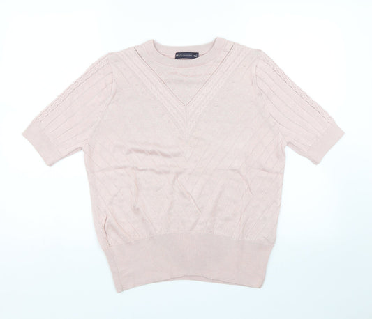 Womens UK Size 14 M&S Pink Basic T-Shirt