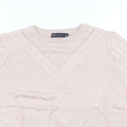 Womens UK Size 14 M&S Pink Basic T-Shirt