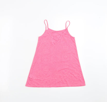 Matalan Girls Pink Geometric  Camisole T-Shirt Size 4 Years  - hello summer