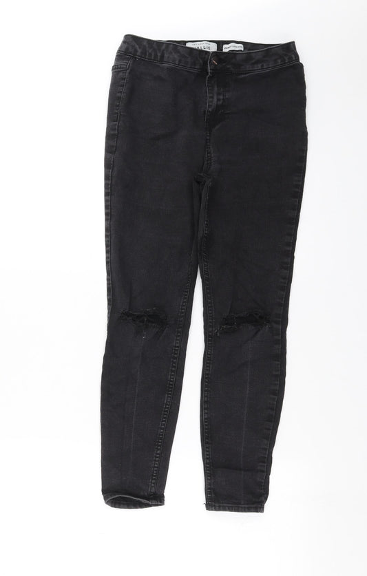 New Look Womens Black  Denim Skinny Jeans Size 12 L24 in - super skinny