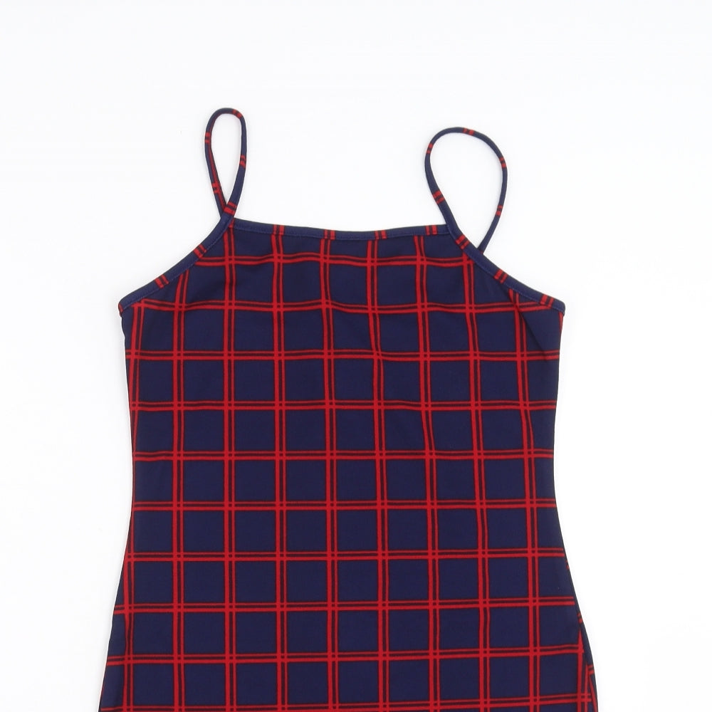 SheIn Womens Blue Check  Mini  Size M