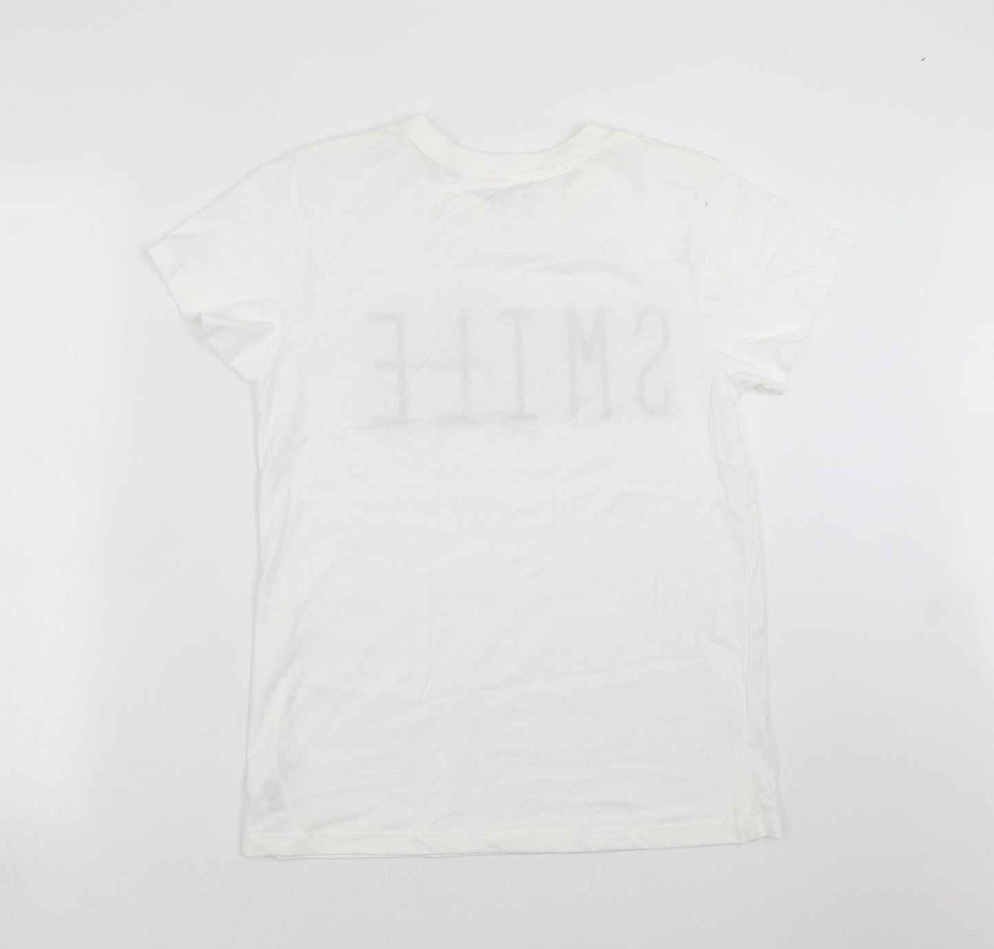 Primark Womens White   Basic T-Shirt Size XS  - SMILE