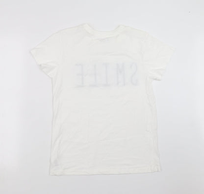Primark Womens White   Basic T-Shirt Size XS  - SMILE