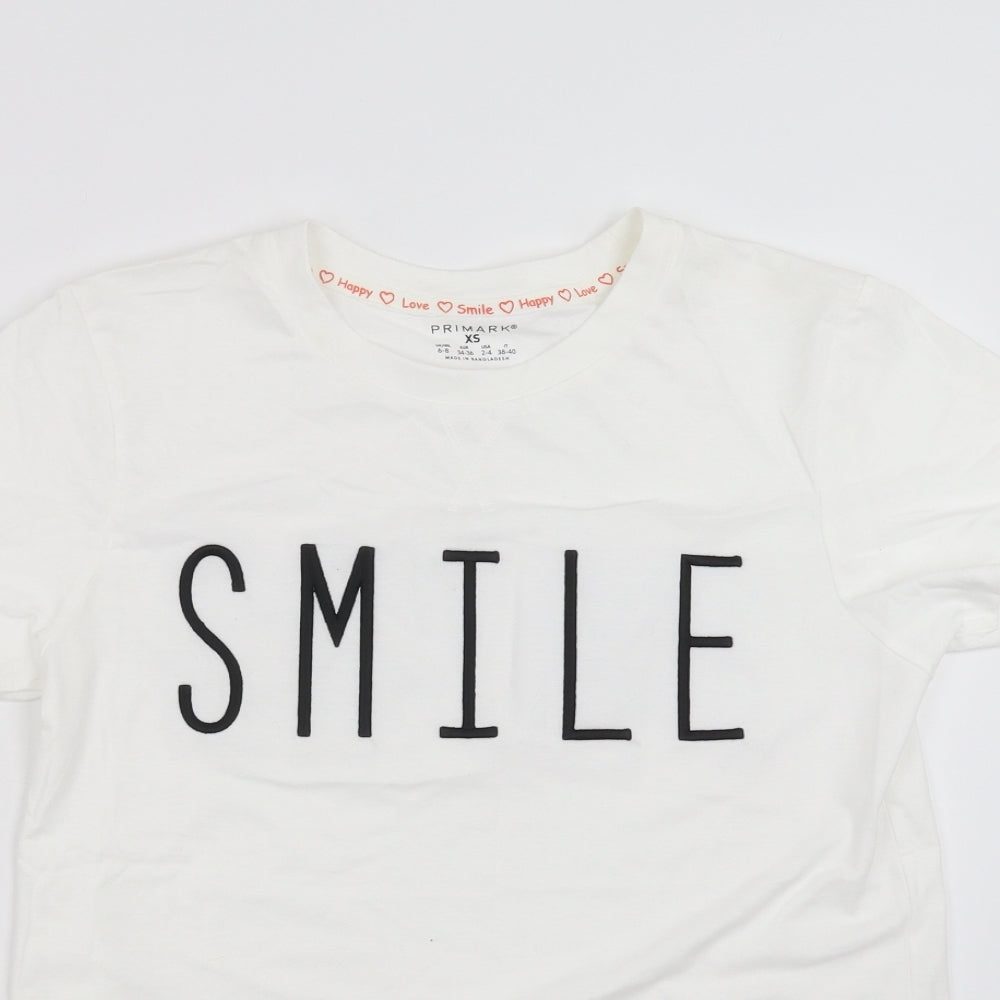 Primark Womens White   Basic T-Shirt Size XS  - SMILE