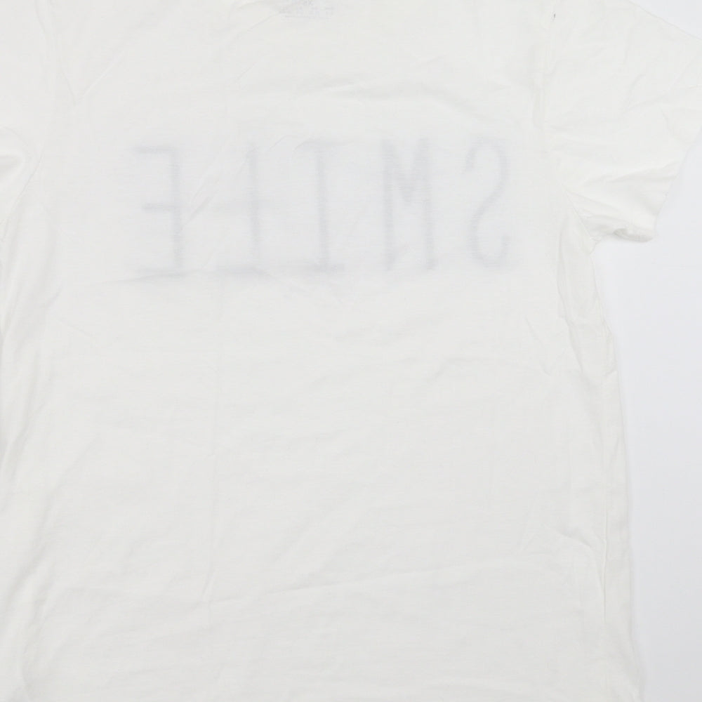 Primark Womens White   Basic T-Shirt Size XS  - SMILE