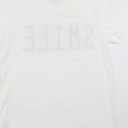 Primark Womens White   Basic T-Shirt Size XS  - SMILE