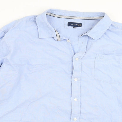 Mens UK Size 2XL Lincoln Blue  Button-Up Long Sleeve Casual Shirt