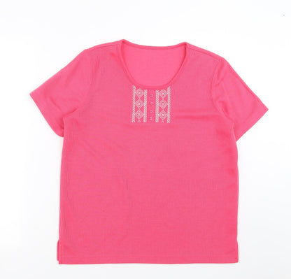 Womens UK Size S BM Pink Basic T-Shirt