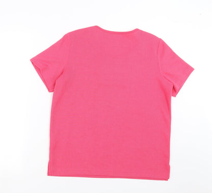 Womens UK Size S BM Pink Basic T-Shirt