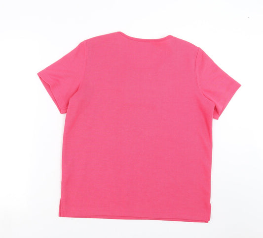 Womens UK Size S BM Pink Basic T-Shirt