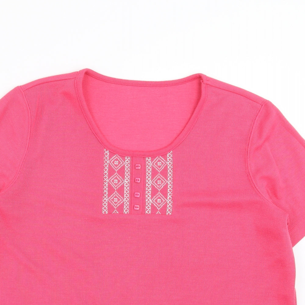 Womens UK Size S BM Pink Basic T-Shirt