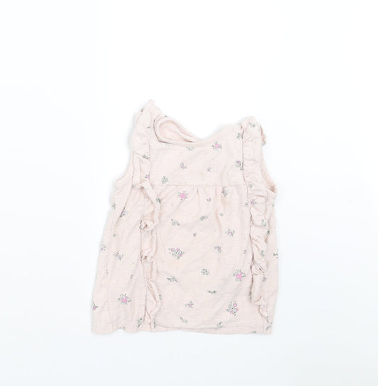 George Girls Pink Floral  Basic T-Shirt Size 3-4 Years