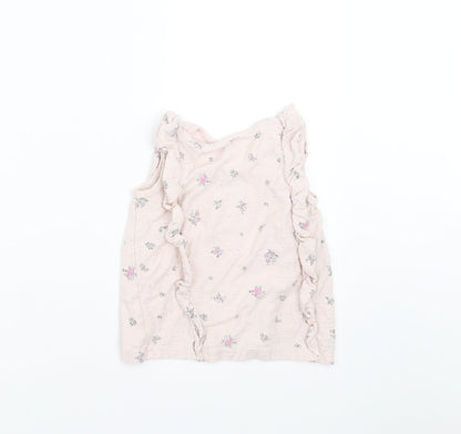 George Girls Pink Floral  Basic T-Shirt Size 3-4 Years