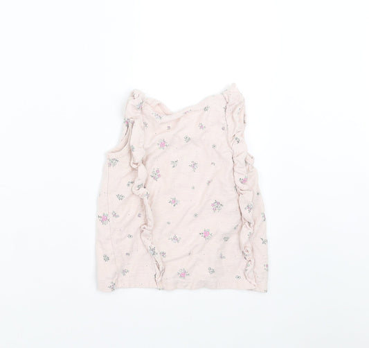 George Girls Pink Floral  Basic T-Shirt Size 3-4 Years