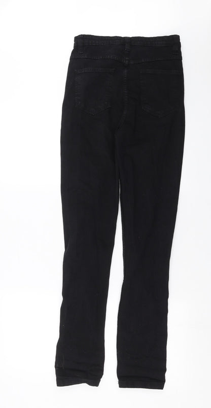 PRETTYLITTLETHING Womens Black  Denim Straight Jeans Size 6 L31 in