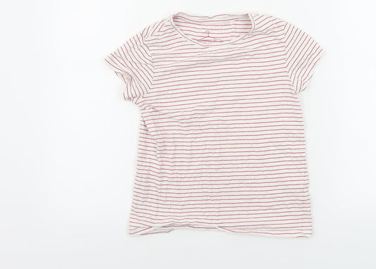 NEXT  Girls White Striped  Basic T-Shirt Size 10 Years