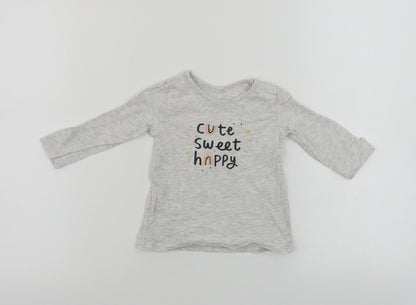 George  Girls Grey   Basic T-Shirt Size 6-9 Months