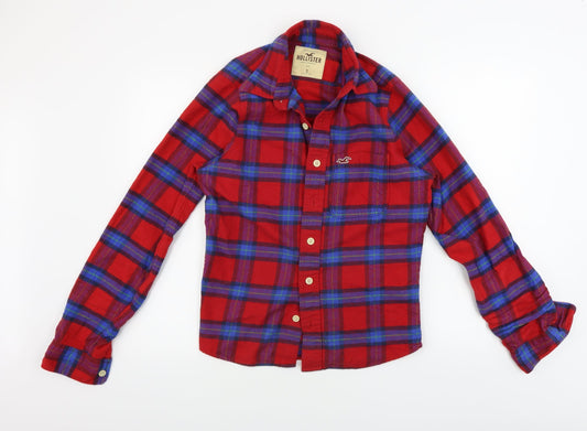 Mens UK Size S Hollister Red  Button-Up Long Sleeve Casual Shirt
