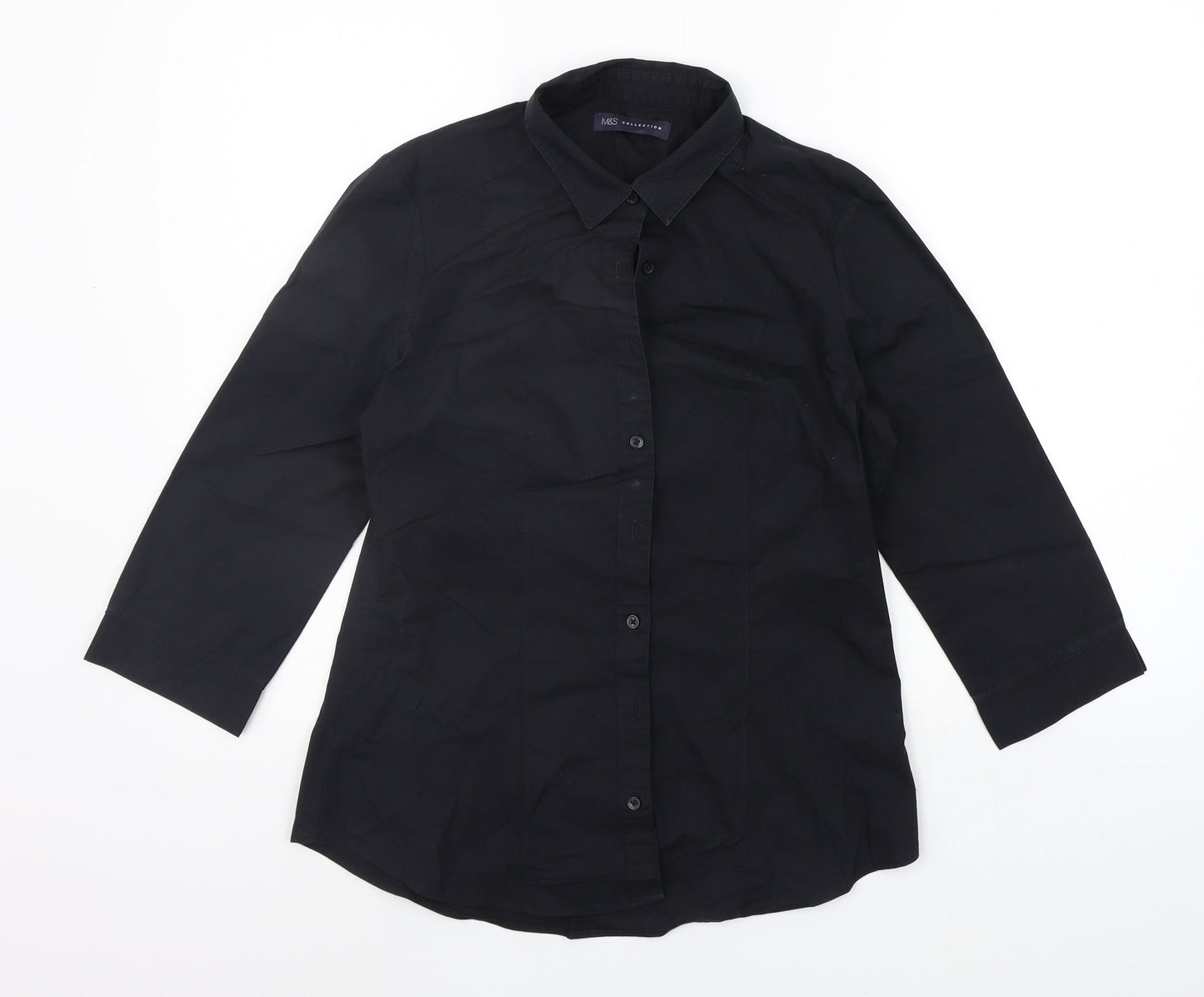 Womens UK Size 10 Marks and Spencer Black Basic Button-Up