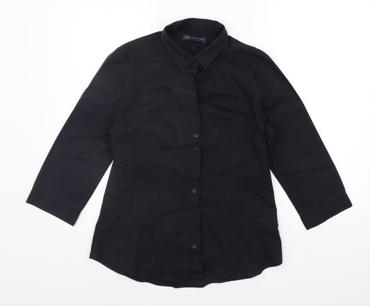 Womens UK Size 10 Marks and Spencer Black Basic Button-Up