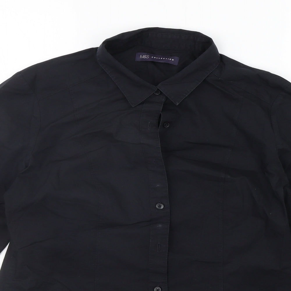 Womens UK Size 10 Marks and Spencer Black Basic Button-Up