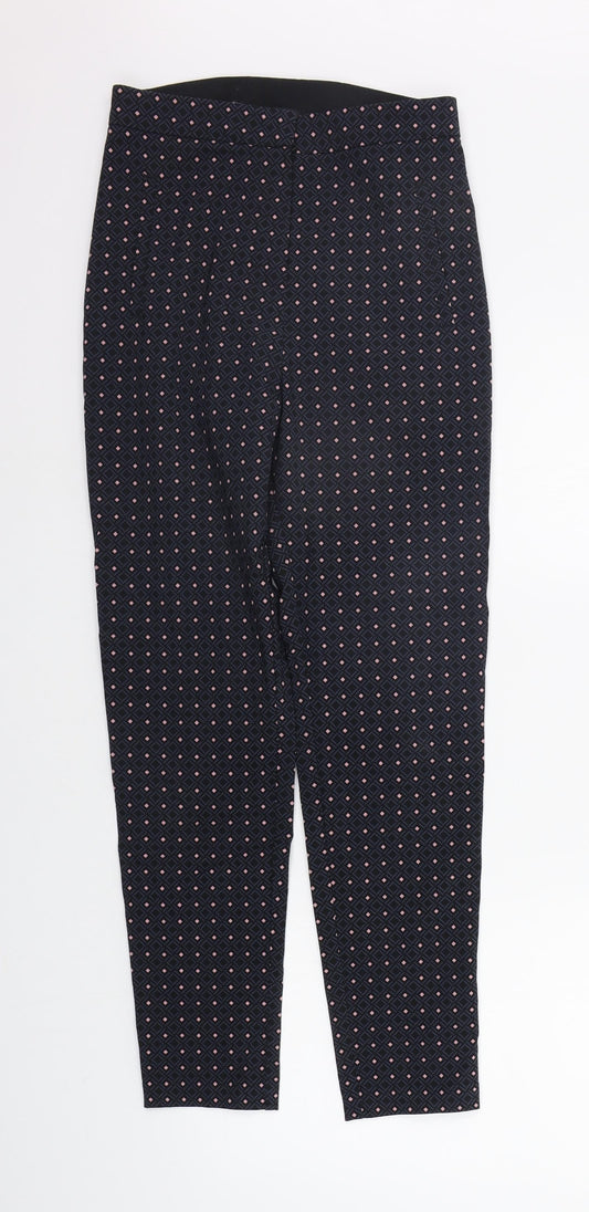 F&F Womens Blue Polka Dot  Jegging Leggings Size 8 L28 in - Elasticated Waist