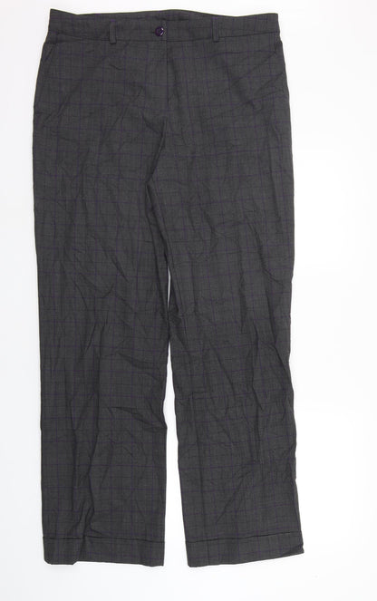Marks and Spencer Womens Grey Check  Sweatpants Trousers Size 16 L21 in