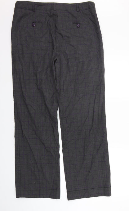Marks and Spencer Womens Grey Check  Sweatpants Trousers Size 16 L21 in