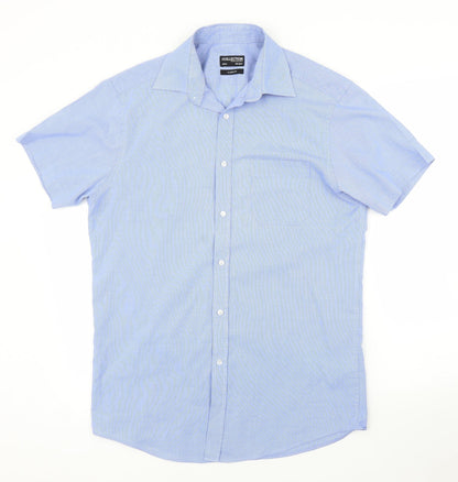 Mens UK Size 15.5 Debenhams Blue  Button-Up Short Sleeve Casual Shirt