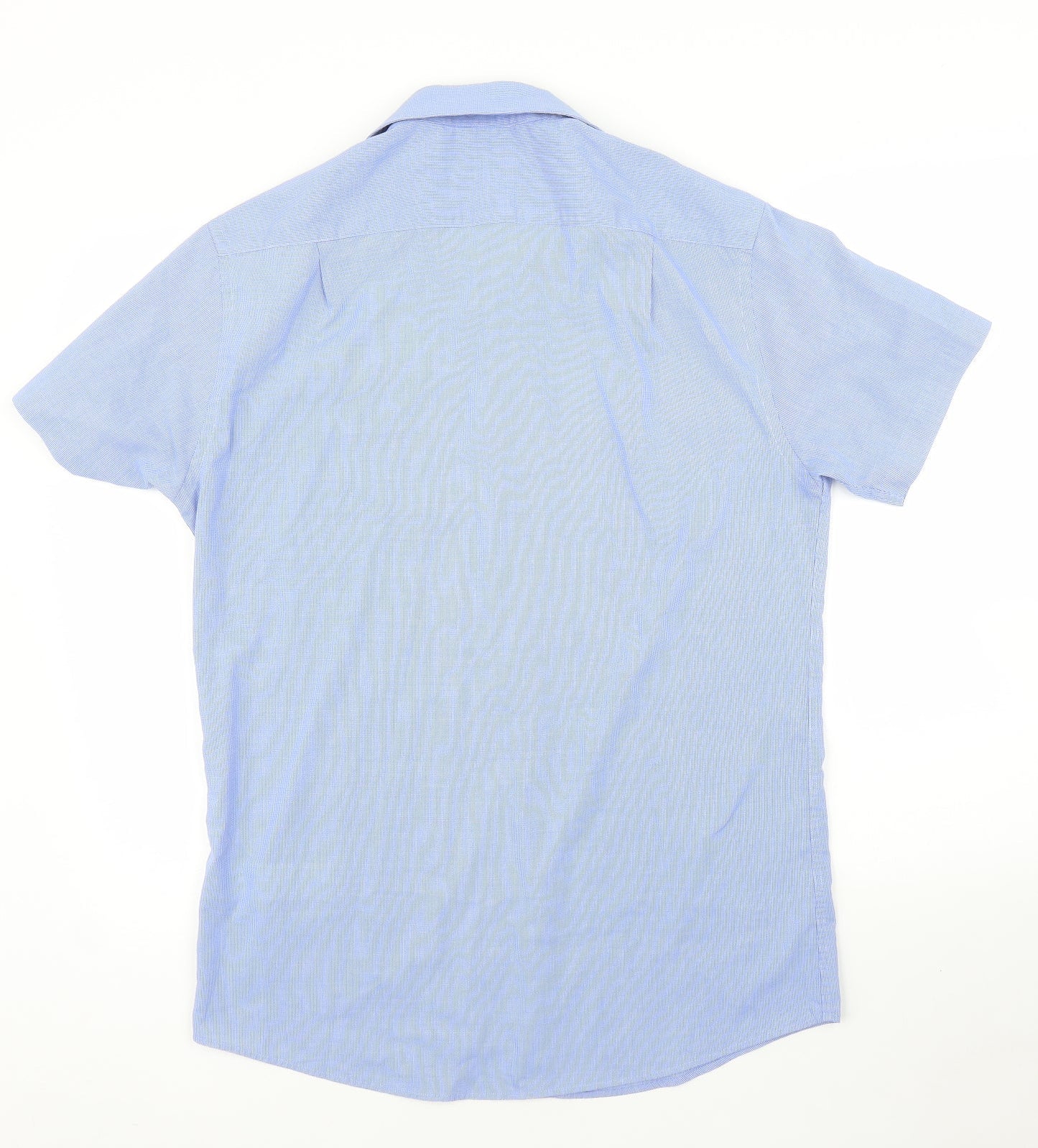Mens UK Size 15.5 Debenhams Blue  Button-Up Short Sleeve Casual Shirt