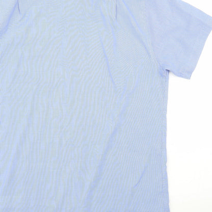 Mens UK Size 15.5 Debenhams Blue  Button-Up Short Sleeve Casual Shirt