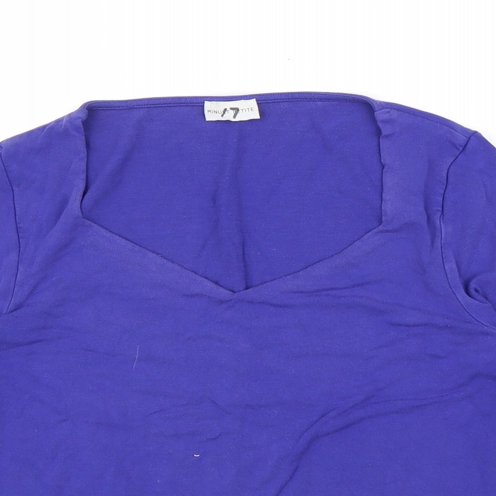 Womens UK Size S Minuet Petite Blue Basic T-Shirt
